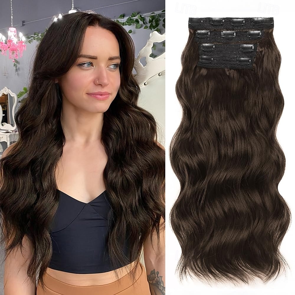 Extension per capelli, 4 pezzi, extension con clip, 20 pollici, biondo spiaggia, lunghe, ondulate, naturali, morbide, sintetiche, per donna del 2025 a $26.99 –P3