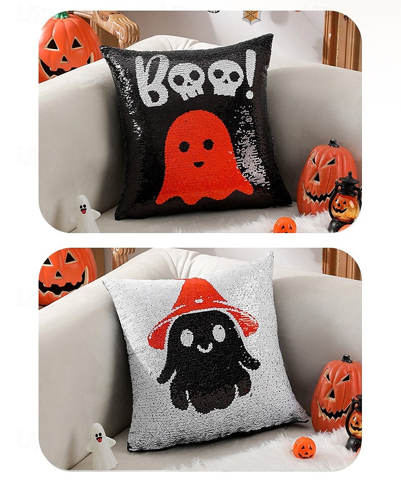 1 pcs Polyester Housse de coussin, Halloween Carré Traditionnel Classique de 2025 ? $16.99 –P11