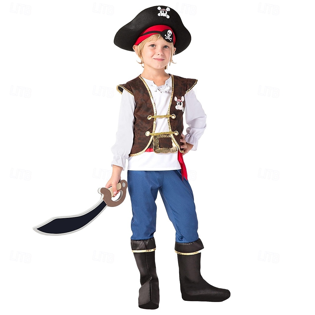 Pirates of the Caribbean Merirosvo Jack Sparrow Asut Asu Seikkailuelokuva Cosplay Elokuva-cosplay for Poikien Lasten Halloween Suoritus Opetuspukeutuminen Koulutapahtuman pukeutuminen 2025 - $32.99 –P4