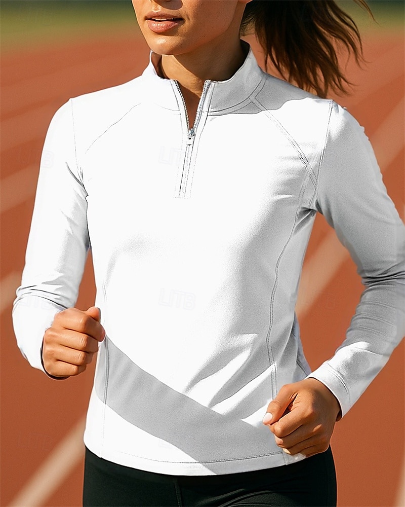 Damen Einfarbig Sweatshirt Laufoberteil Golf-Poloshirt Laufshirt Sommer Frühling Schlank Viertel Postleitzahl Langarm Schnelltrocknend Leicht Elastisch Atmungsaktiv Tennis Golfspiel Laufen Weinrot 2026 - $25.99 –P5