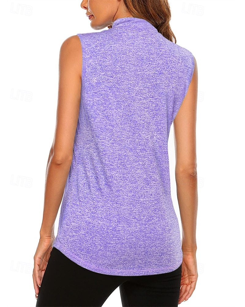 Women's Solid Colored Sport Shirt Golf Polo Shirt Tennis Shirt Sleeveless Zipper High Elasticity Moisture Wicking Breathable Tennis Golf Pickleball Turndown Zip Collar Shirt Top Sky Blue Purple Green 2026 - $22.99 –P2