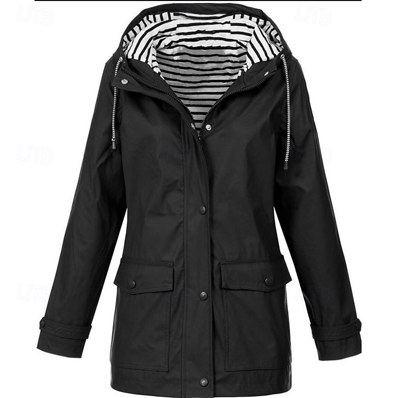 Dam Hoodiejacka Bekväm Andningsfunktion Dragkedja Ficka Ledigt Slät Utomhus Semester Gata Ledigt Dragkedja Normal Huva Normal Långärmad Ytterkläder Svart Vit Gul Vår Höst 2025 - $34.99 –P5