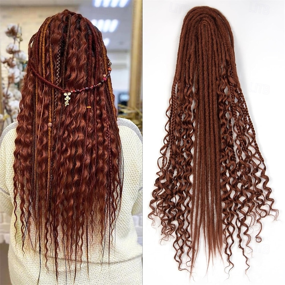 Extensions de dreadlocks synthétiques 3 en 1 de 24 pouces, extensions de dreadlocks mixtes de style hippie, 15 brins tressés à la main, extensions de dreadlocks souples à double extrémité, bouclées, de 2025 ? $36.99 –P2