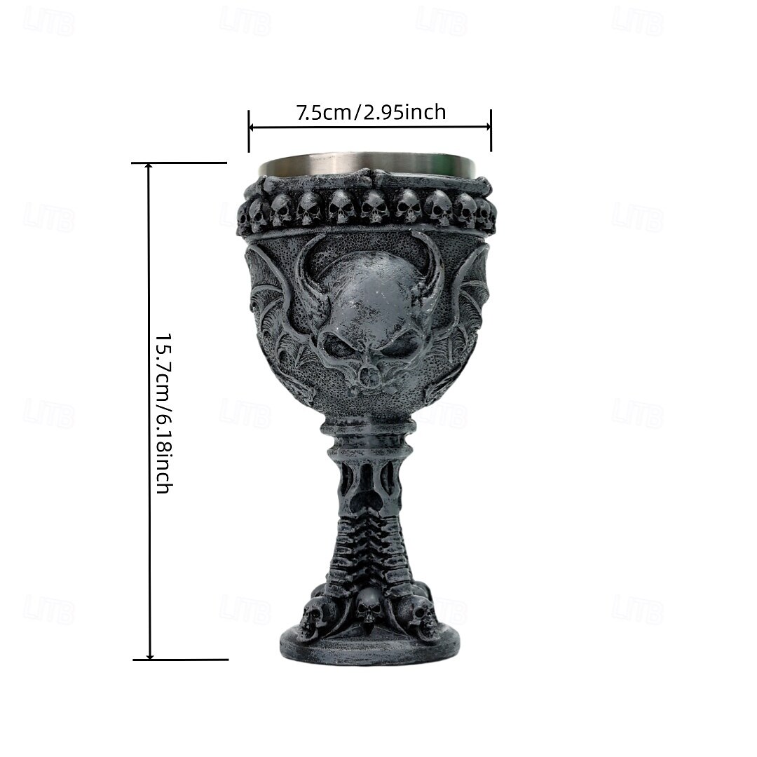 Taça de vinho com esqueleto de Halloween, taça de vinho tinto com caveira de diabo gótico e forro de aço inoxidável, decoração assustadora de Halloween para festa ou presente de 2025 por $19.99 –P4