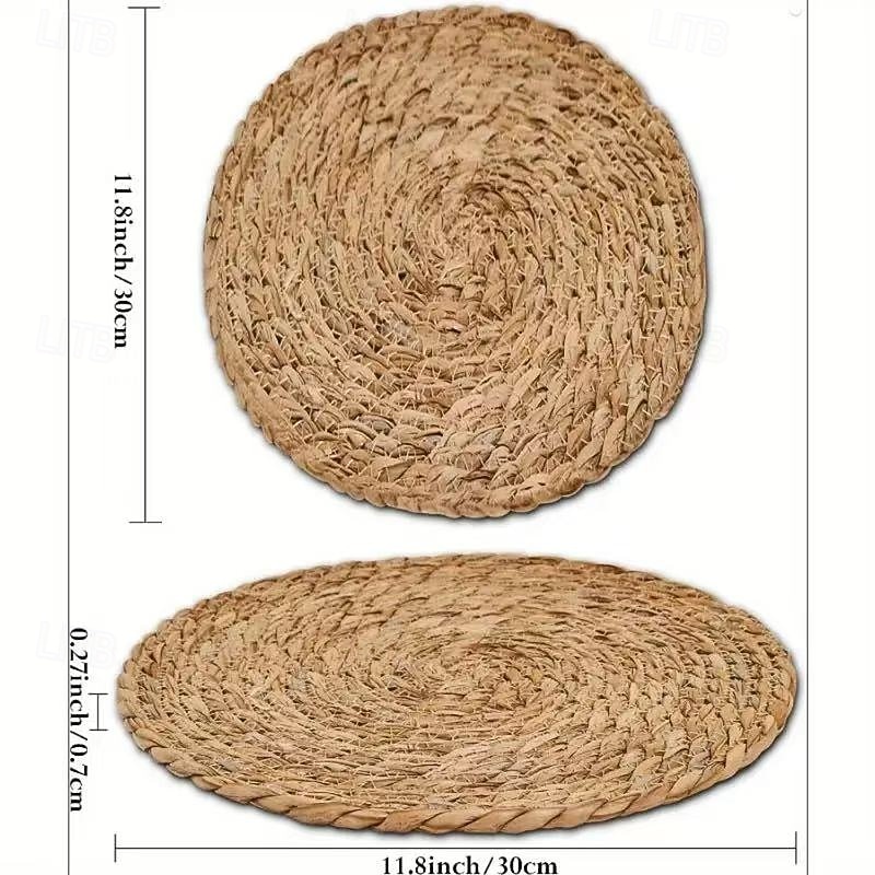 Ensemble de 5 sets de table ronds en rotin, sets de table en nénuphar tissés à la main naturels de 13 pouces pour table à manger, sets de table de style rustique pour la décoration de la maison et du de 2025 ? $20.99 –P3