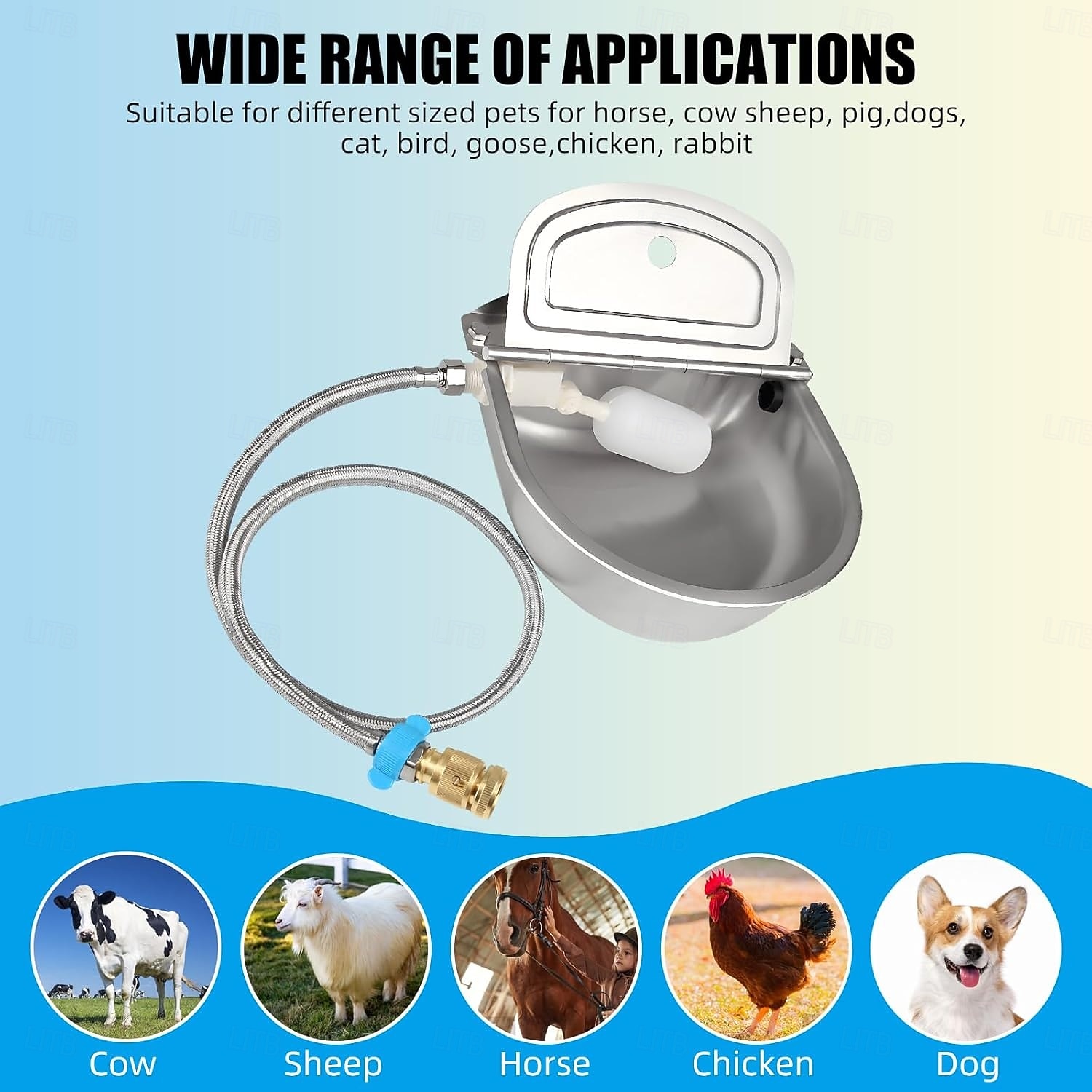 автоматический фонтанчик для питья домашних животных - нержавеющая сталь 304, большой объем для собак, уличное корыто для скота, кур, коров, лошадей 2026 - $50.99 –P6