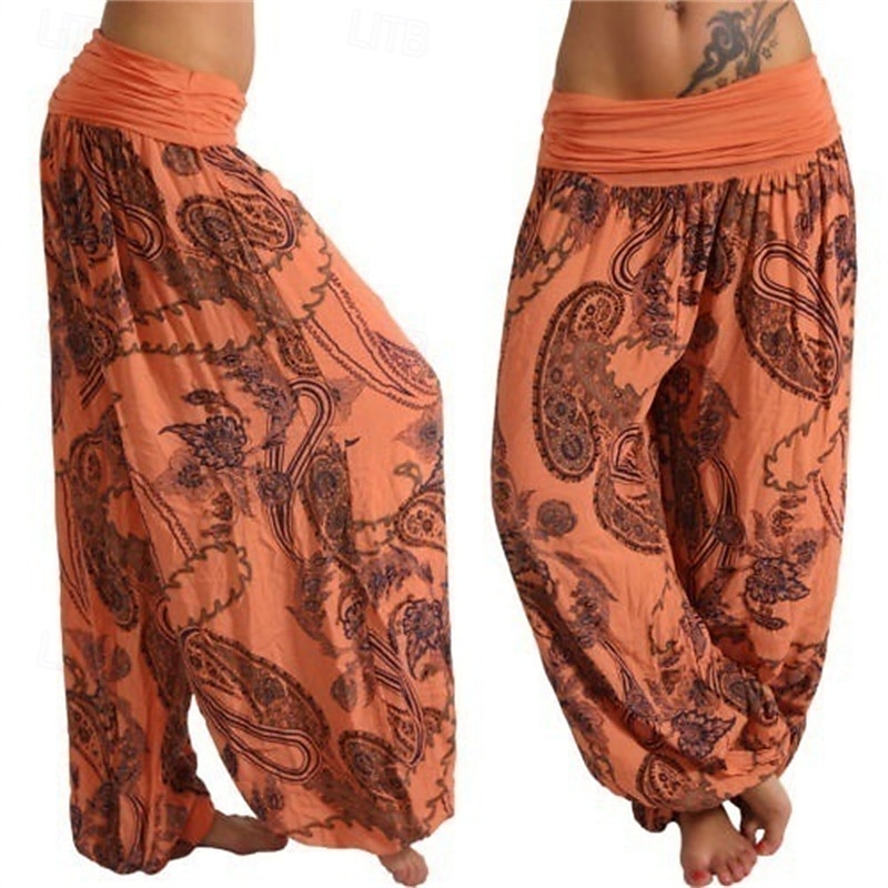 Mujer Pantalones Pantalones Harem Pantalones palazzo Moda Boho Longitud total Media cintura Estampado Cintura elástica Confortable Cómodo Microelástico Calle Ropa Cotidiana Noche Negro Amarillo Rojo 2025 - $19.99 –P5