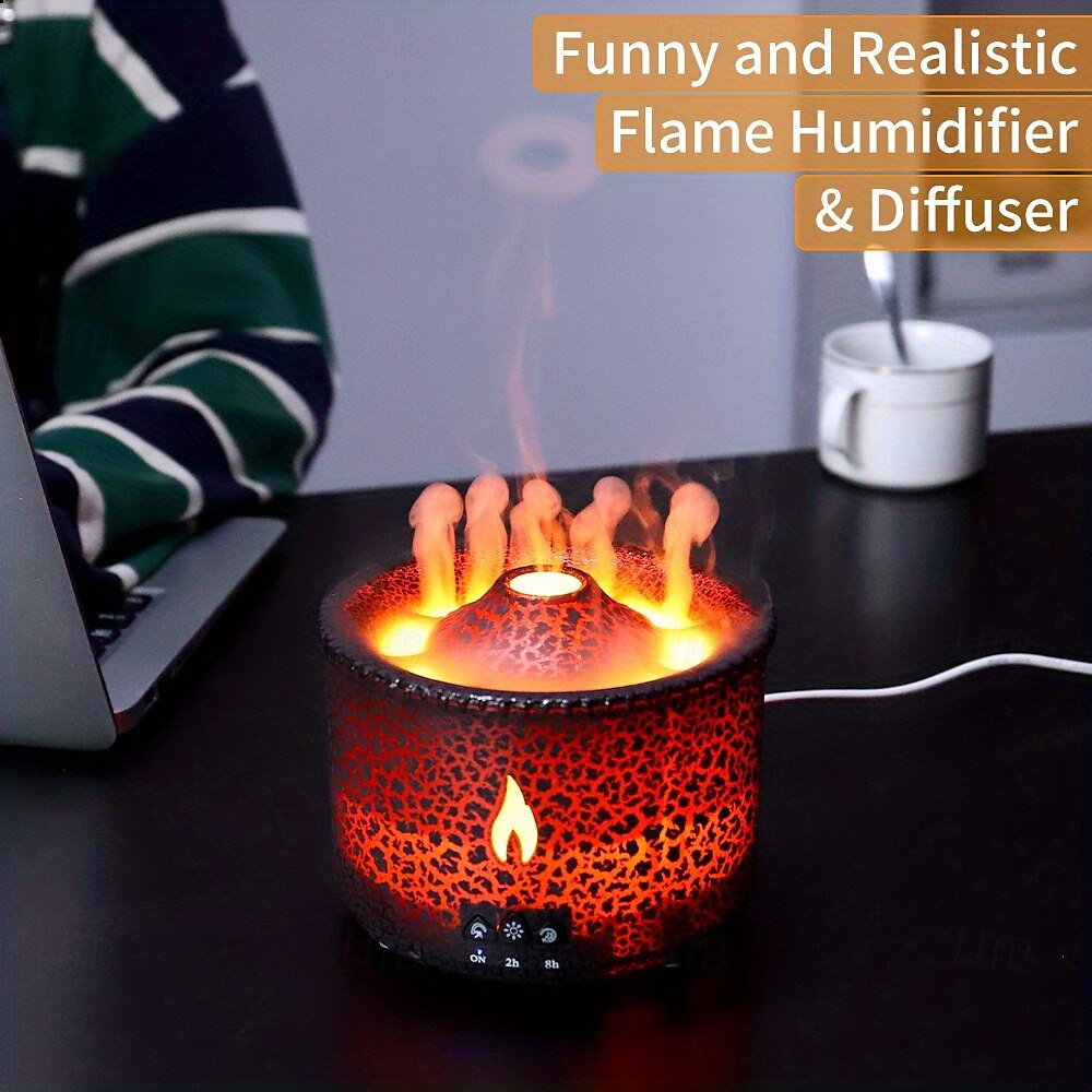 Volcanic Flame Aroma Diffuser with LED Night Light - Portable Essential Oil Humidifier Auto Shut-Off 2 Color Modes Ideal for Home & Office 2025 - $68.99 –P12
