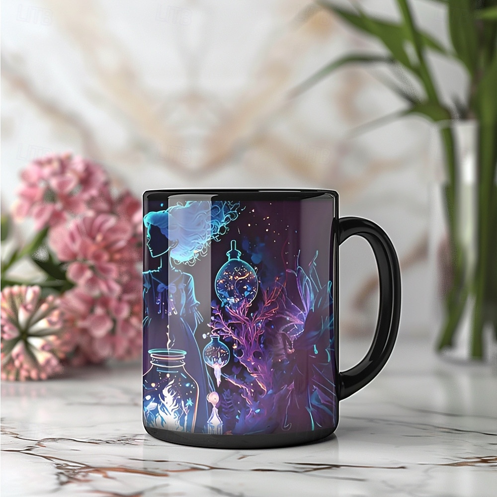 Halloweenský dárkový hrnek, keramický hrnek na kávu s čarodějnickou tématikou 330 ml/12 oz, strašidelný halloweenský hrnek pro ženy, přátele, milovníky wiccanské inspirace, vánoční dekorace nebo dárek 2025 - $12.99 –P15