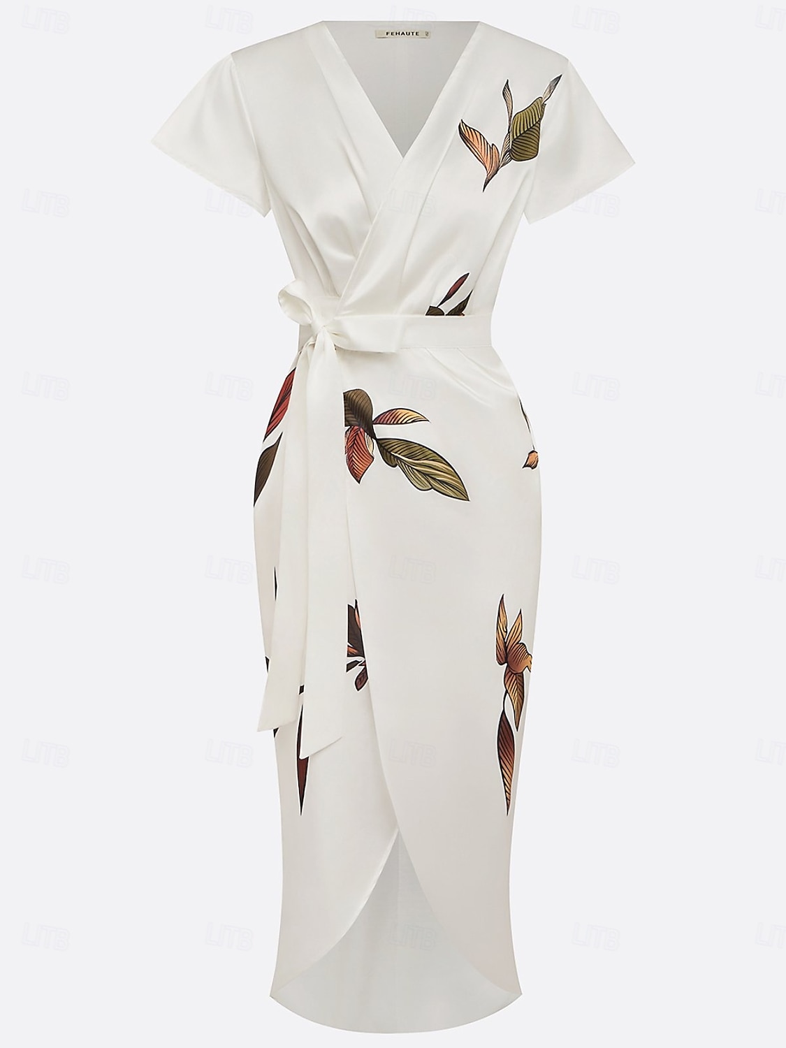 Femmes Robe Midi Robe Portefeuille Vacances Occasionnel Extérieur Sortir Plage Mince Fleuri Graphique manche longue Col en V Blanche Été Printemps de 2025 ? $34.99 –P3