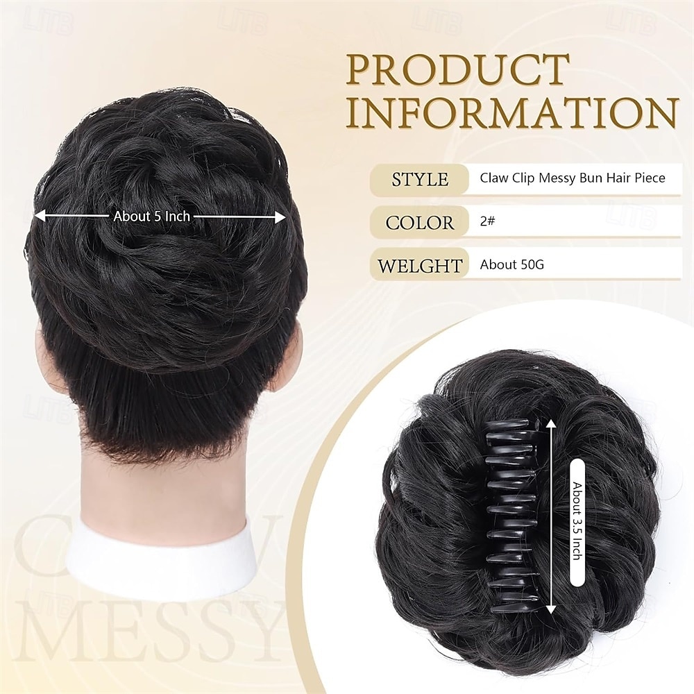Messy Bun Hair Piece Wavy Claw Clip Messy Bun Hair Clip Synthetic Fake Buns Hairs Extensions Soft hairs buns Hairpieces for Women Daily Wear 2025 - $9.49 –P5