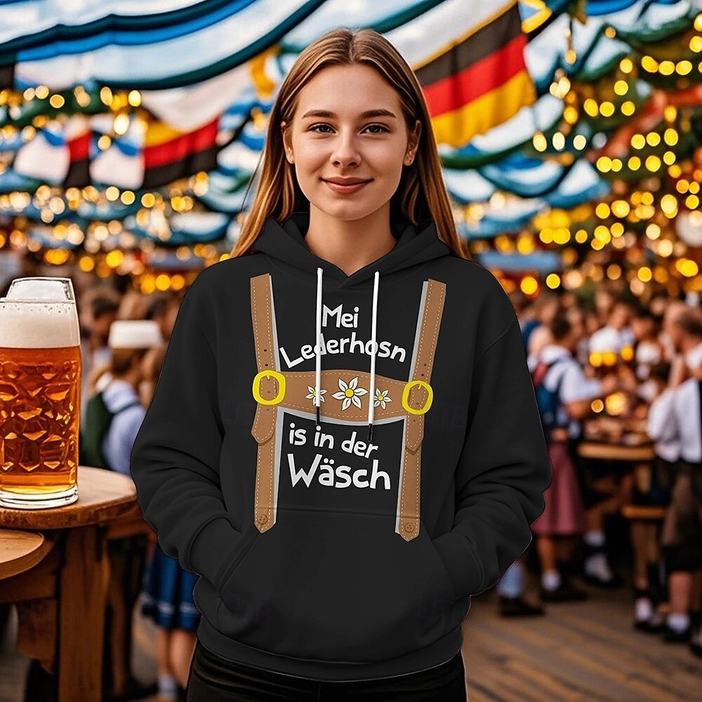 Pivo Oktoberfest Kapuce Tisk Přední kapsa Grafika Pro Dámské Dospělé Karneval Pivo Oktoberfest Horká ražba Dovolená Párty 2025 - $29.99 –P4