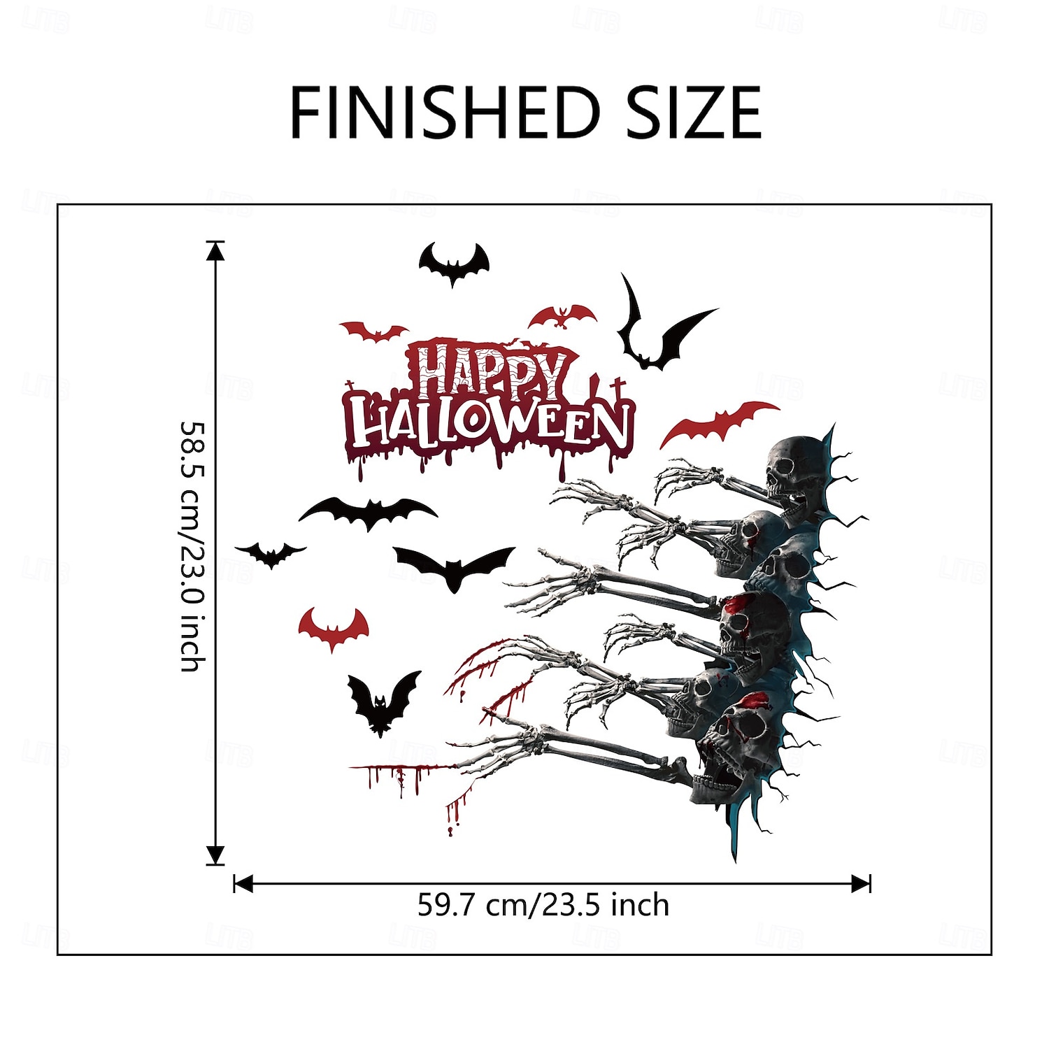 Adesivo da parete di Halloween con design spettrale di mani, teschi e pipistrelli, decorazione murale autoadesiva per soggiorno e feste di Natale del 2025 a $6.49 –P2