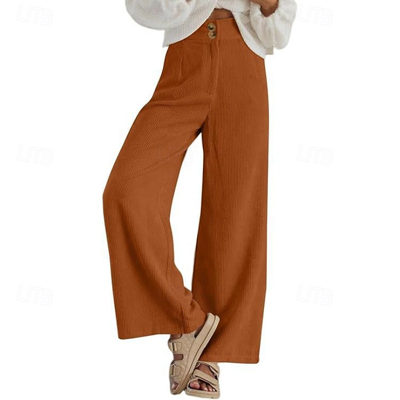 Women's Slacks Pants Trousers Streetwear Casual Full Length Natural Plain Pocket Buckle Outdoor Comfortable Outdoor Vacation Daily Wear Apricot Black Orange Green Fall Regular Fit 2025 - $19.99 –P10