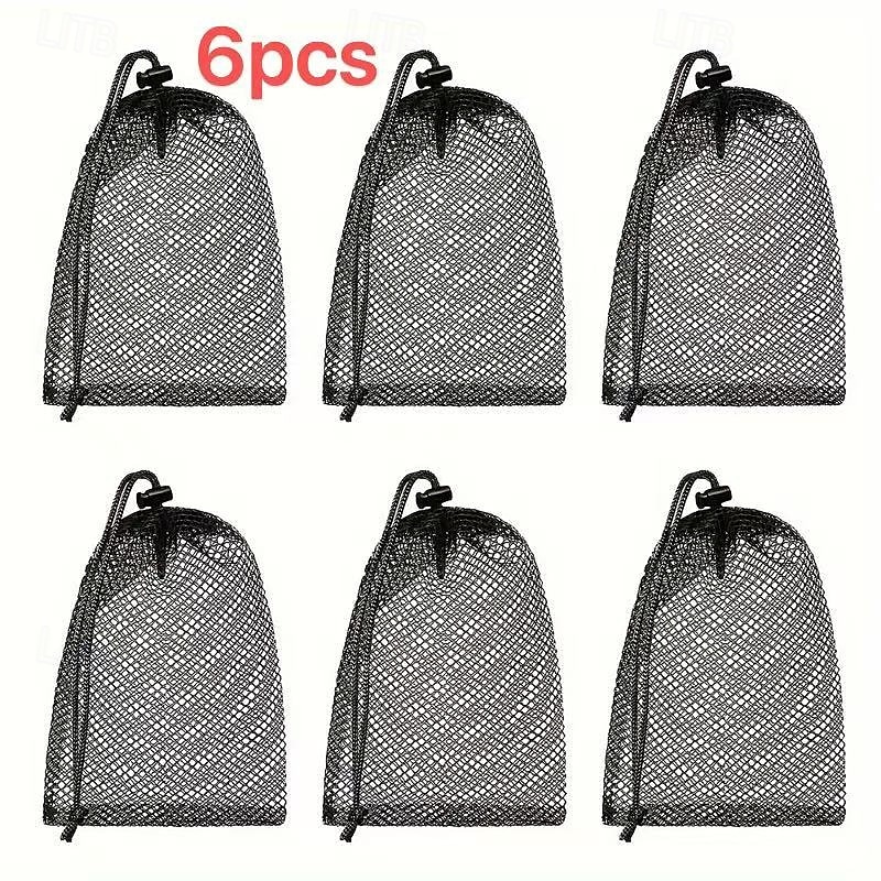 Paquete de 6 bolsas de malla de nailon duraderas con cordón, cierre de poliéster resistente a fugas, almacenamiento multiusos para comestibles, artículos deportivos, juguetes para niños, bocadillos, 2025 - $13.99 –P9