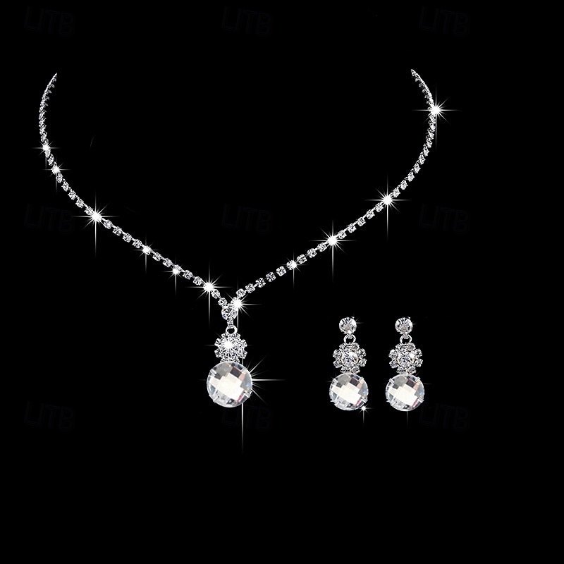 Set di gioielli da sposa, 1 set di orecchini in lega di strass, collana, set di gioielli da donna, eleganti e semplici, per matrimoni, occasioni speciali, feste, abiti da sera. del 2026 a $28.99 –P1