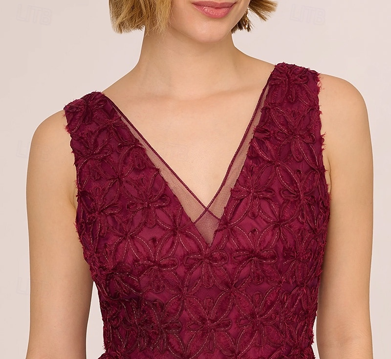 Abito da sposa a trapezio, elegante, semplice e minimalista, con scollo a V, lunghezza al pavimento, in pizzo, tulle, senza maniche, con applicazioni ricamate a nastro, 2025 del 2025 a $149.99 –P4