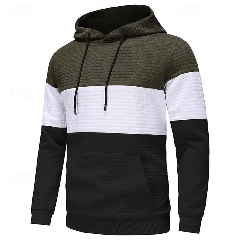 Hombre Sudadera Blanco Amarillo Vino Verde Ejército Caqui Con Capucha Bloque de color Bolsillo Con Texturas Deporte Diario Festivos Poliéster Ropa de calle Básico Casual Primavera Otoño Ropa 2025 - $20.99 –P6