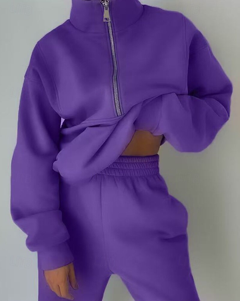 Damskie Spodnie dresowe Dres polarowy Góra ścieżki Zamek 2-częściowa Solidne kolory Rozpinana bluza i spodnie dresowe Zestawy odzież Jesień Leśna zieleń Granatowy Siłownia Sportowy Bieganie Keep Warm 2026 - $31.99 –P12