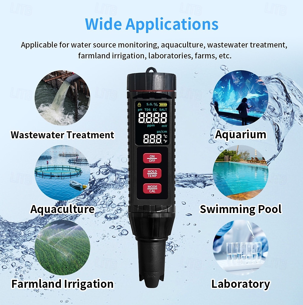 7-in-1 TDS Water Tester 0.01 High Accuracy Digital pH Meter PH/ TDS/ EC/ Salinity/ Temperature Tester PPM Water Tester for Drinking Water Hydroponics Plants Aquariums and Swimming Pools 2025 - $43.99 –P3