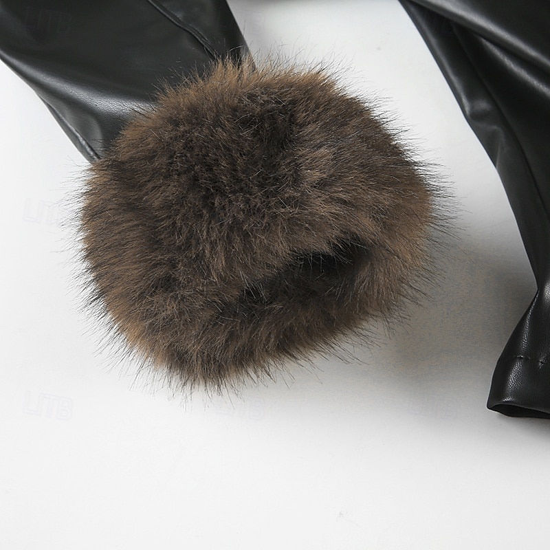 Women's Casual Jacket Warm Comfortable Buttons Fur Collar Fashion Plain Holiday Going out Weekend Single Breasted Regular Turndown Regular Fit Long Sleeve Outerwear Black Fall Winter 2025 - $32.99 –P7