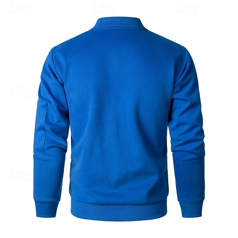 Herren Leichte Jacke Freizeitjacke Urlaub Täglich Tasche Frühling Herbst Einfach Mode Klassisch Stehkragen Regulär Schwarz Blau Grau Jacken 2026 - $36.99 –P15