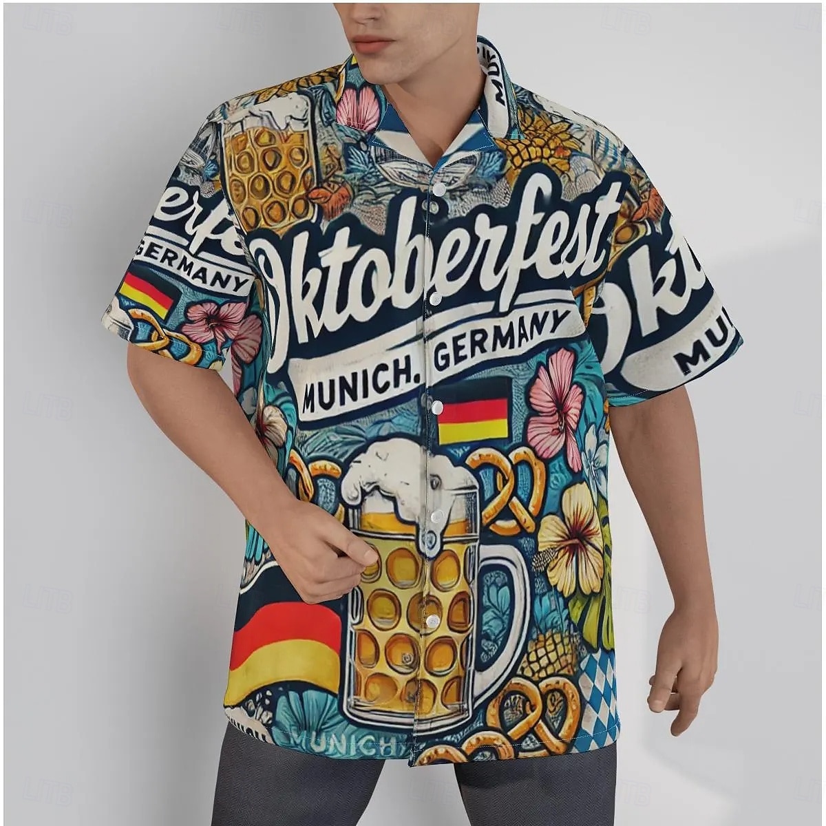 Oktoberfest Pivo Preclík Havajské košile Aloha košile Bavorský Mnichov němčina Grafika Pro Pánské Dospělé Karneval Pivo Oktoberfest 3D tisk Dovolená Párty 2025 - $23.99 –P1