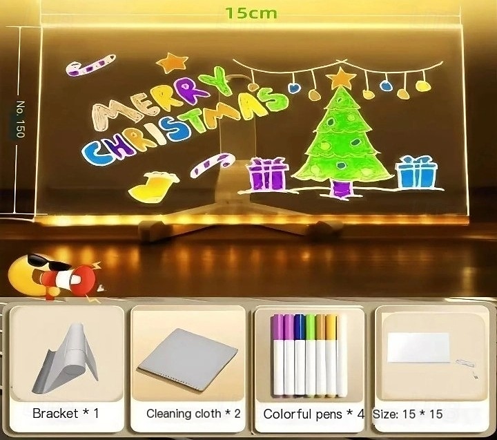 LED Note Board with Colors, Glowing Acrylic Message Marker Board, Illuminating Dry Erase Board with Sturdy Stand, Memo Letter Board with Interactive Light, White Board for Idea Generation 2025 - $14.99 –P3