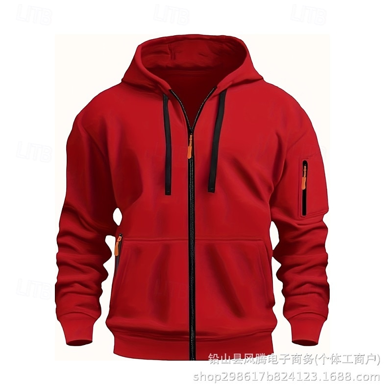 Herren Kapuzensweatshirt Schwarz Weiß Wein Armeegrün Rote Mit Kapuze Einfach Reißverschluss Farbblock Sport & Outdoor Lässig Täglich Polyester Cool Lässig sportlich Frühling & Herbst Bekleidung 2025 - $23.99 –P8