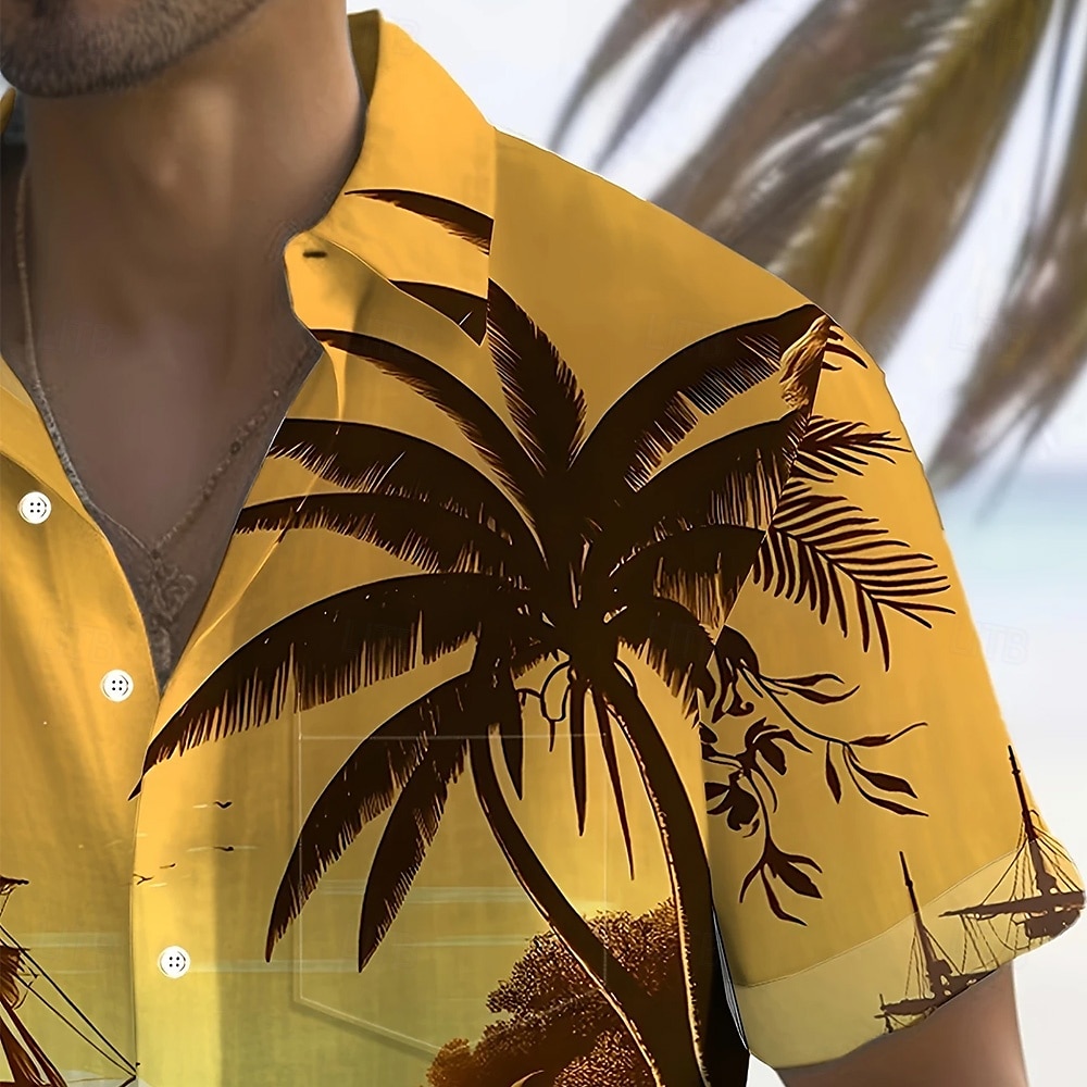Miesten Kookospuu Trooppiset kasvit Havaiji paita Button Up paita Havaijilaispaita Lyhythihainen Havaijilainen Pyhäpäivä Ranta-asut Kesä Kevät Sänkyjen avaus 3D-tulostus kauluspaidat Edessä yksi tasku 2025 - $12.99 –P7
