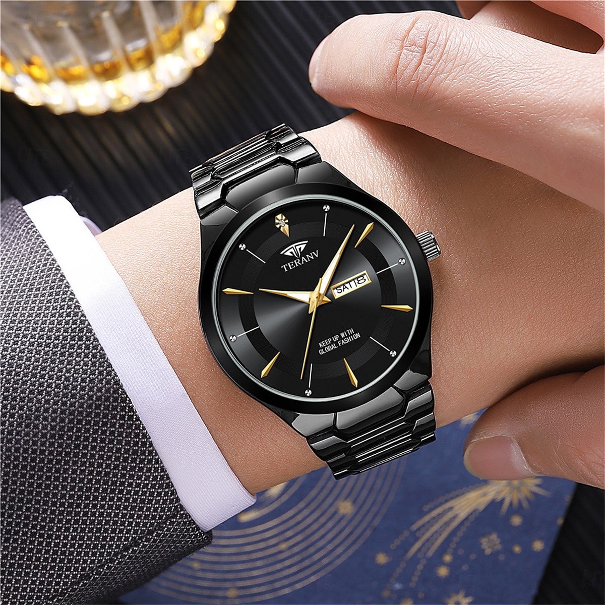 Fashion Men's Steel Strap Quartz Watch with Simple Design and Circular Dial IPX7 Waterproof Luminous Calendar Date Quartz Watch 2025 - $21.99 –P11