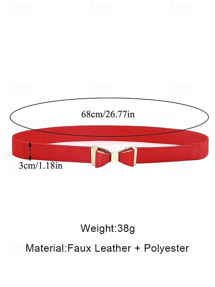 Women’s Bowknot Elastic Waist Belt – Faux Leather Dress Belt with Metal Buckle, Elegant Skinny Style for Office, Party or Formal Outfits 2025 - $9.99 –P8