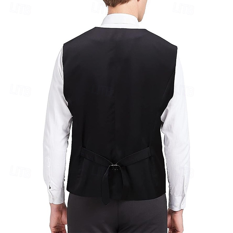 Hombre Chaleco Vacaciones Fiesta Negocio Moda Casual Primavera Otoño Botones Poliéster Cómodo Color sólido Botonadura Doble Diseño Ajuste regular Negro Blanco Rojo Chaleco 2025 - $32.99 –P6