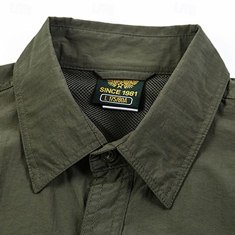 Miesten cargo-paita Kauluspaita vaellukseen Lyhythihainen Sänkyjen avaus Topit Ulko- Kevyt Hengittävä Kesä Kevät Puuvilla Tumman harmaa Musta Armeijan vihreä Tennis Golf Juoksu 2026 - $24.99 –P5