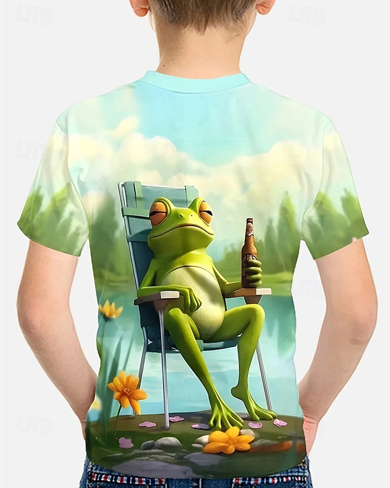 Pojkar 3D Djur T-shirt Kortärmad Sommar Vår Mode Grundläggande Barn 4-12 år Rund hals Utomhus Ledigt Dagligen Normal 2025 - $11.99 –P2