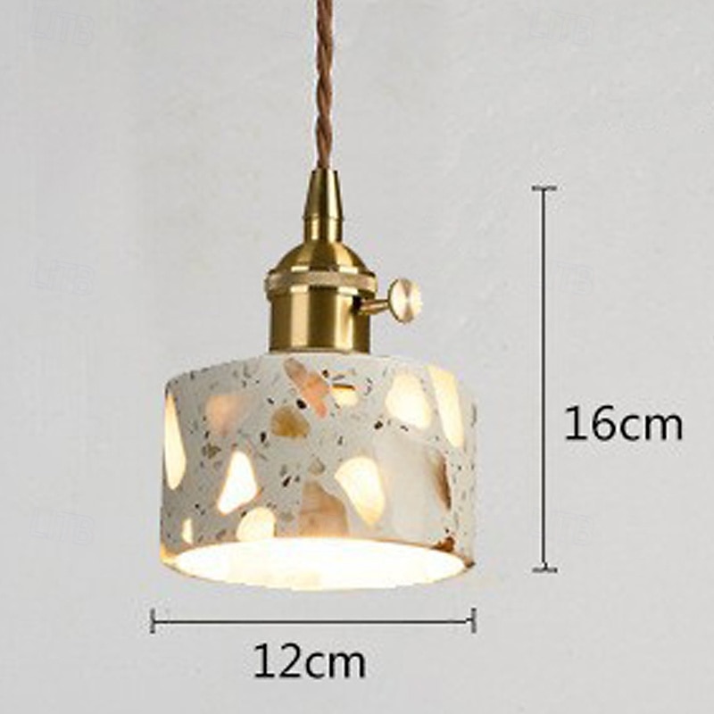 Wabi-Sabi Terrazzo Pendant Light, Hotel Bedroom Retro Walnut & Stone Lamp 2025 - $153.99 –P4