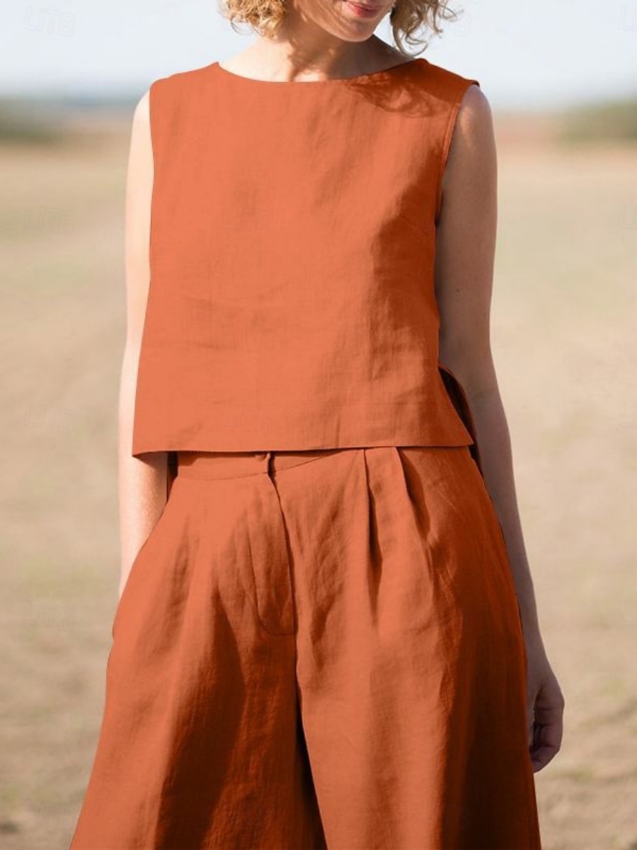 Dámské Elegantní Módní Šik ven Košile Halenka Bez rukávů Tričkový Pevná barva Venkovní Práce Ležérní Námořnická modř Oranžová Trávová zelená Léto Volný 2025 - $29.99 –P2