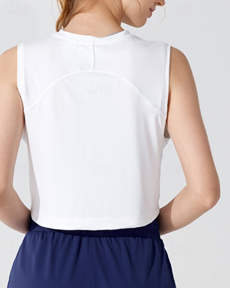 Dam Linne för jogging Snörning Lättvikt Ärmlös Överdelar UPF 50 Solskydd Snabb tork Vekefukt Pilates Löpning Yoga Sportkläder Sportkläder Solid färg Ljusgul Svart Vit 2025 - $14.39 –P3