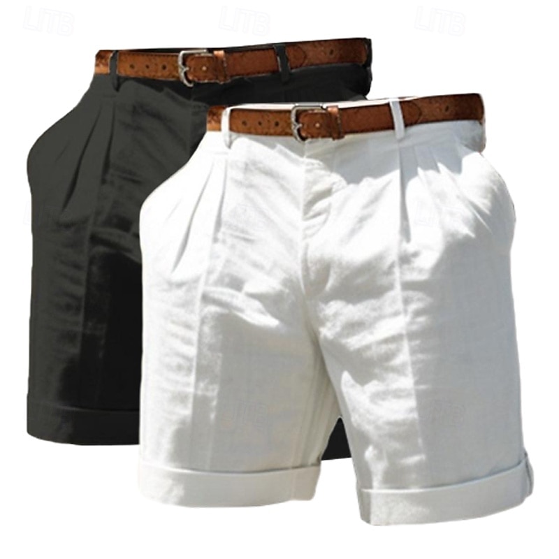 Per uomo Shorts Shorts di Lino Shorts eleganti Pantaloncini Estivi Shorts da Spiaggia Tasca Elastico in vita Gamba Dritta Semplice Comodità Traspirante Lunghezza al ginocchio Affari Casuale Quotidiano del 2025 a $29.99 –P7