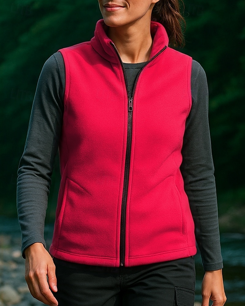 Damen Wanderweste Ärmellos Weste Außen Thermowarm Leicht Winter Reißverschluss Polyester Rot Himmelblau Purpur Jagd Angeln Klettern 2025 - $18.49 –P6