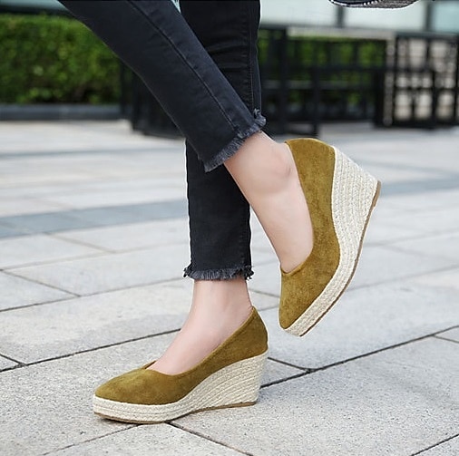 pantofi cu pană din pânză neagră de damă – pantofi cu platformă espadrile cu talpă împletită din iută pentru ținute casual de vară, vacanțe la plajă și ținute de zi cu zi 2025 - $46.99 –P7