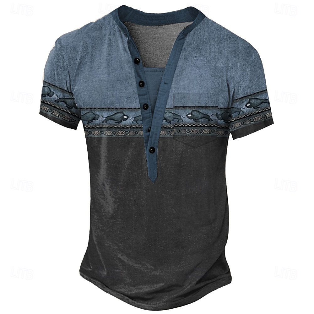 Homens Gráfico Tribal Étnico Camiseta Camisa Henley Camisetas Manga Curta Vintage Designer Básico Ao ar livre Casual Diário Verão Todas as Estações Verde Claro Azul Claro cáqui Henley Camiseta Henley de 2025 por $20.99 –P3