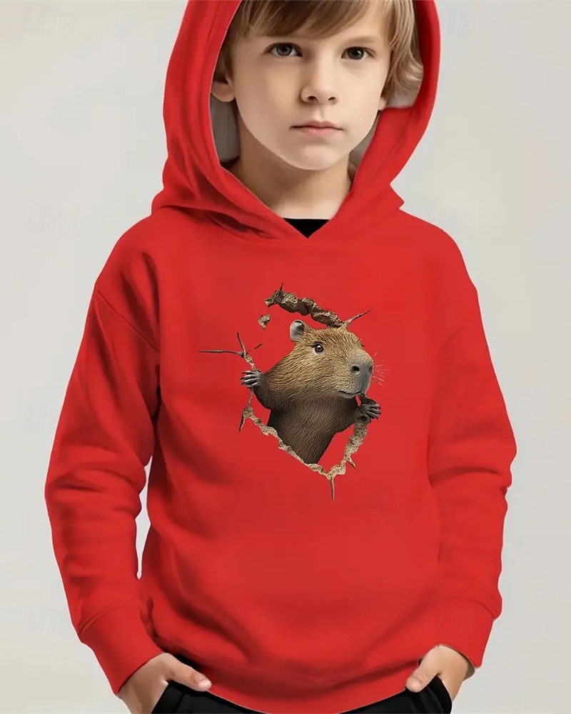 Pojkar 3D Djur Huvtröja Långärmad Vår Höst Mode Streetwear Barn 4-12 år Huva Utomhus Ledigt Dagligen Normal 2025 - $18.99 –P1
