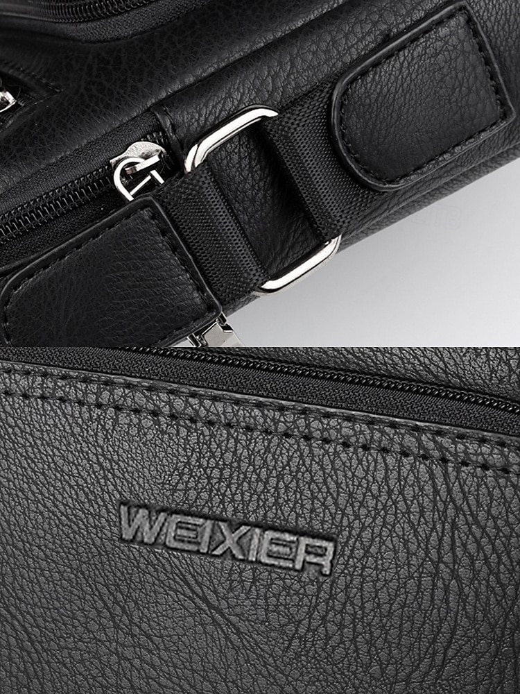 Borsa a tracolla da uomo in similpelle marrone e nera con più scomparti con cerniera per viaggi di lavoro e uso quotidiano in ufficio del 2025 a $24.99 –P9