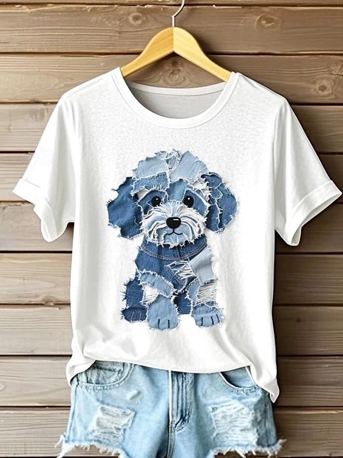 Femmes T-shirt Graphique Animal Chat ancien Élégant Classique Manche Courte Col ras du cou Hauts Réguliers Quotidien Week-end Imprimé Noir Blanche Rose Claire Bleu Vert Été Printemps de 2025 ? €18.89 –P1