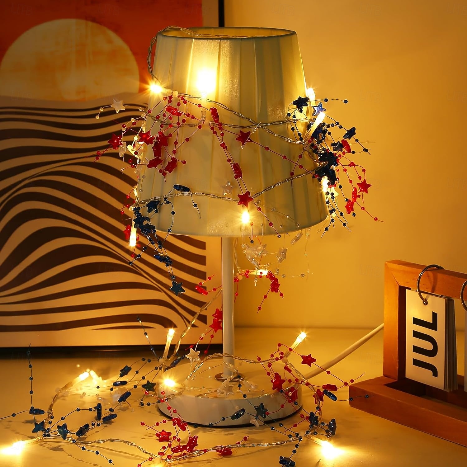 1 Pz Luce Decorativa a Stringa con 30 LED 3M Patriottica per il 4 Luglio Giorno dell'Indipendenza 250° Anniversario Giorno della Memoria Stringa di Luci Decorativa a Stelle Rosse Bianche e Blu Tema del 2026 a $12.99 –P11