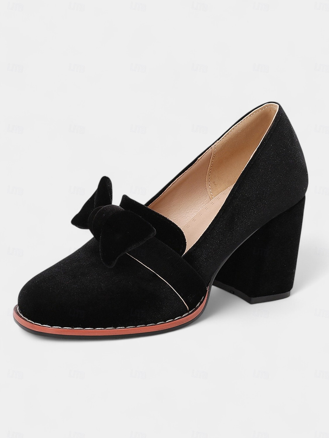 női vintage 1950-es évekbeli zöld bársony mokaszin vastag sarokkal és masnival – elegáns retró magassarkú partikra, irodába és hivatalos alkalmakra 2025 - $46.99 –P8