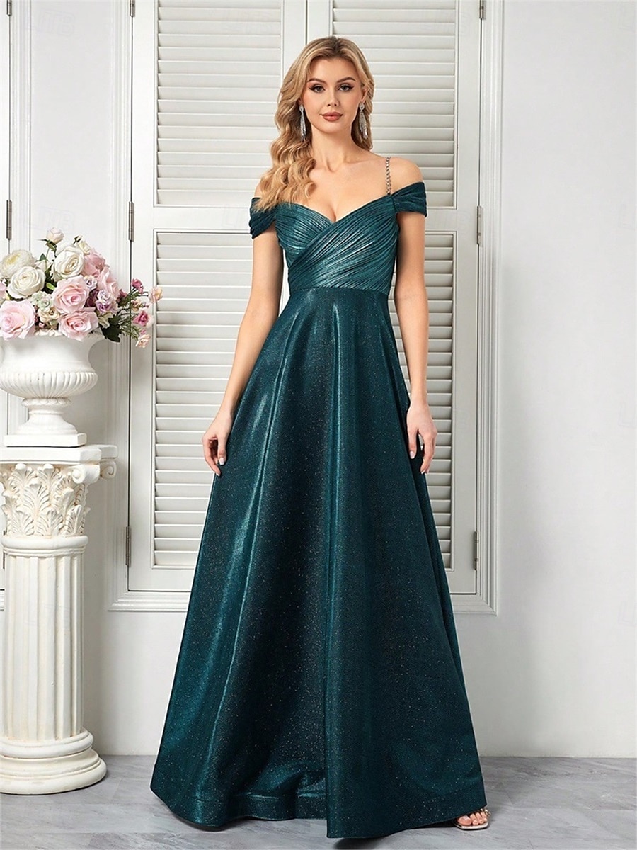 A-Line Quinceanera Dresses Elegant Dress Formal Wedding Floor Length Sleeveless Spaghetti Strap Polyester V Back with Pleats 2025 2025 - $109.99 –P1
