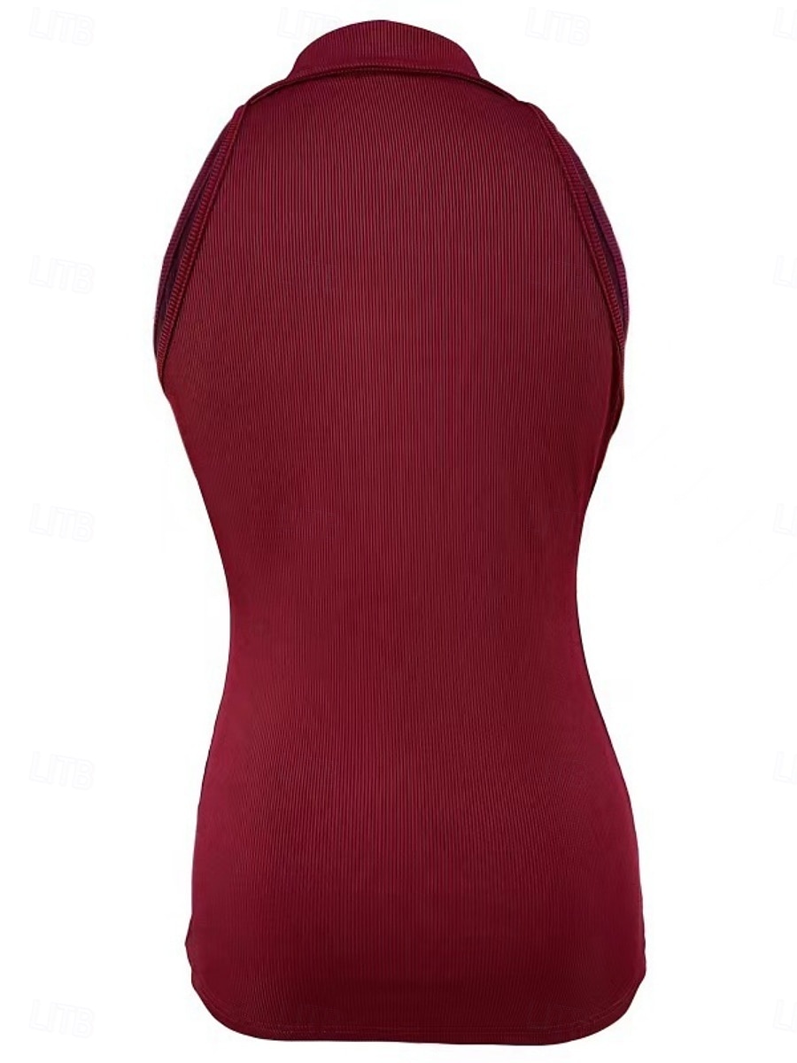 Pentru femei Camisole Tank Top Culoare solidă Modern Casual Fără manșon Guler Cămașă Topuri obișnuite Zilnic Fermoar Negru Roșu Vin Albastru piscină Maro Trifoi Vară 2025 - $15.99 –P7