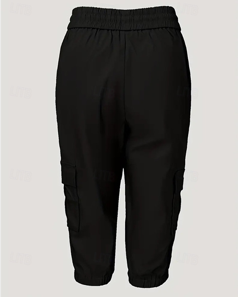 Dam Cargo-shorts Capribyxor Mode Streetwear Vadlängd Naturlig Solid färg Ficka Elastisk midja Bekväm Microelastisk Sport & Utomhus Dagliga kläder Vin Svart Rodnande Rosa Armégrön Sommar Vår Normal 2025 - $26.99 –P17